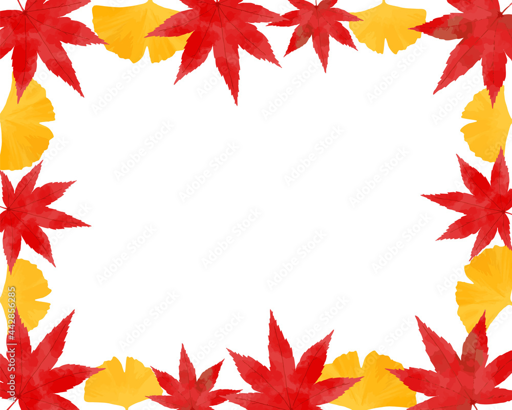 紅葉とイチョウの紅葉フレーム 紅葉とイチョウの紅葉フレーム