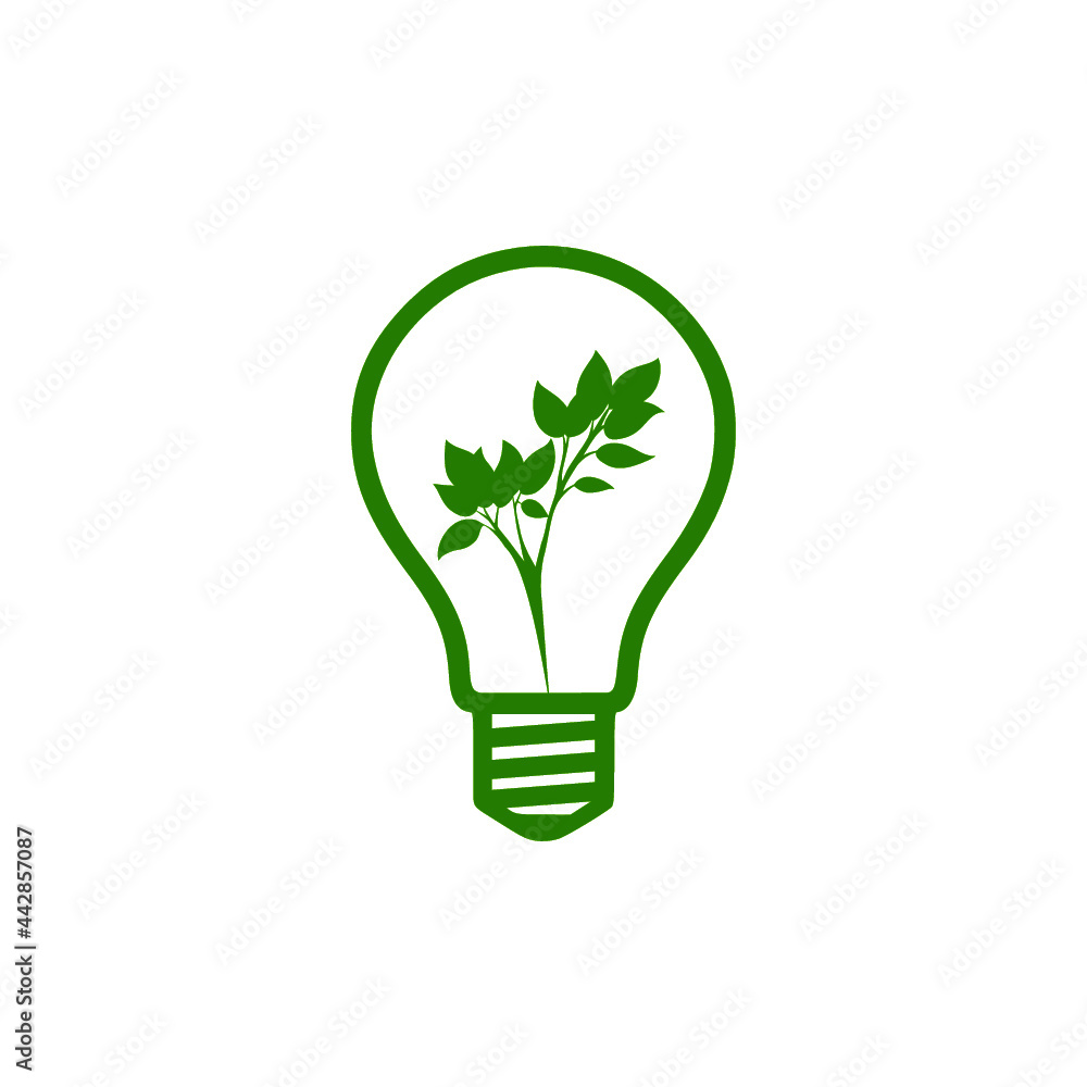 Electric light bulb with leaf icon isolated on white background Electric light bulb with leaf icon isolated on white background