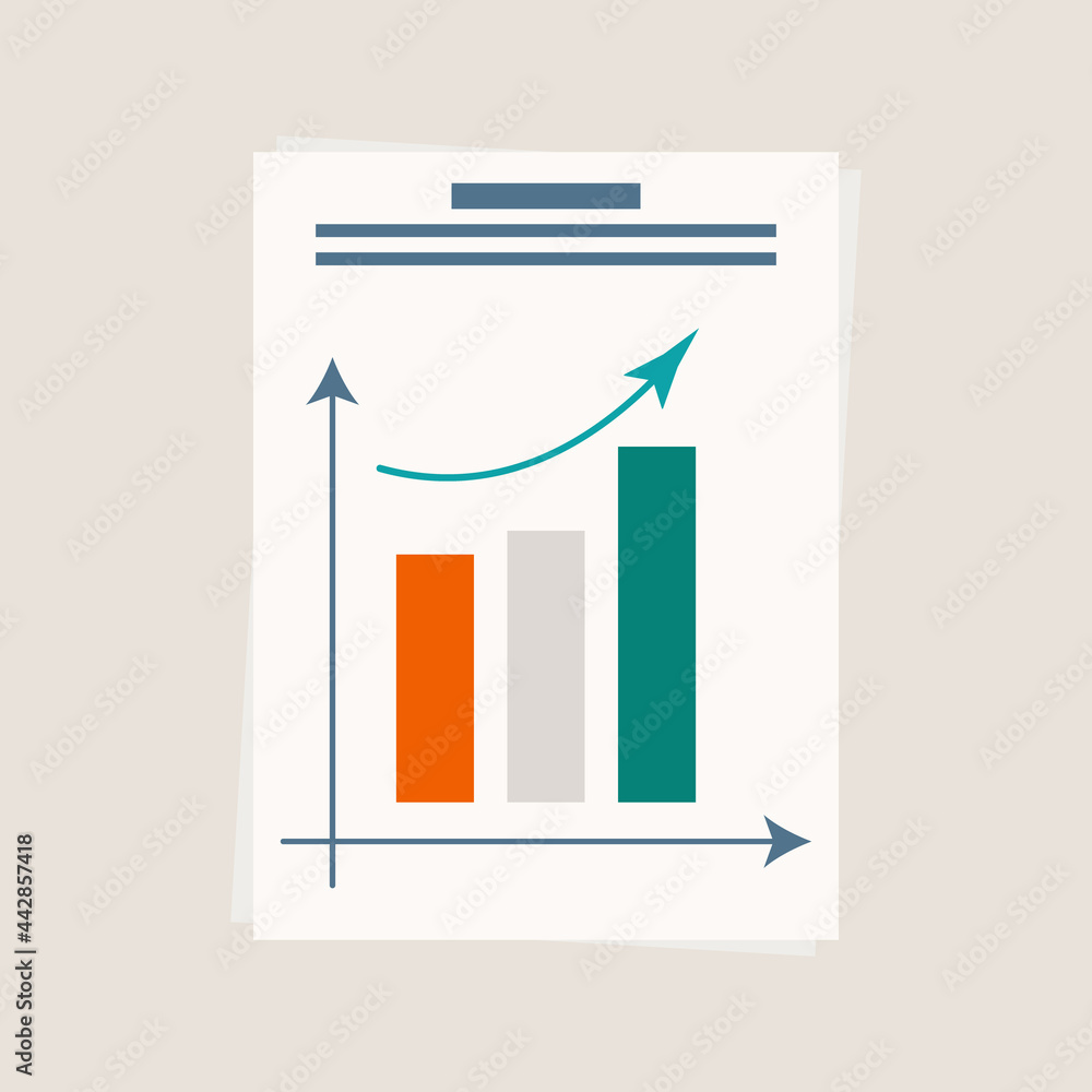 Growth graph, paper document, page. Graph, diagram of efficiency ...
