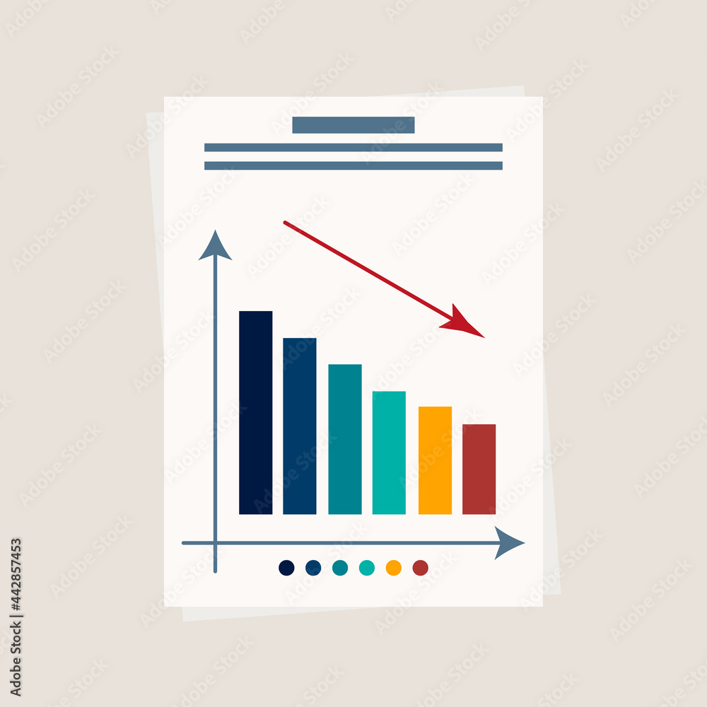 Loss graph, paper document, page. Graph, diagram of efficiency
