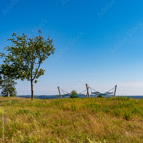 landscape with sky, hammock © Wojciech