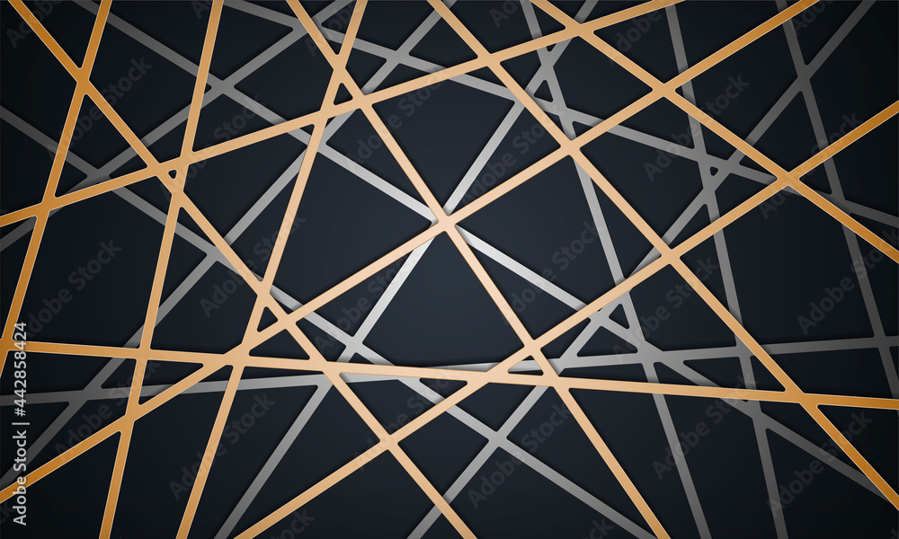 Abstract dark background with gold and silver dimension line background. Abstract dark background with gold and silver dimension line background.