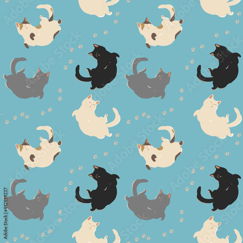 寝転ぶ猫のベクターイラスト素材