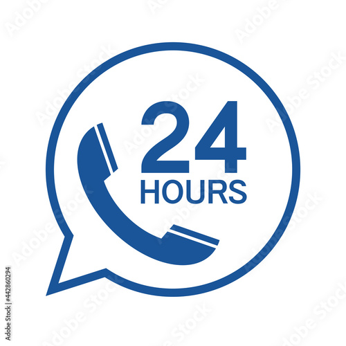 Call center 24 hours inside bubble speech icon, Operator customer support symbol, Help center, Technical social support, All day business and service, Vector design illustration