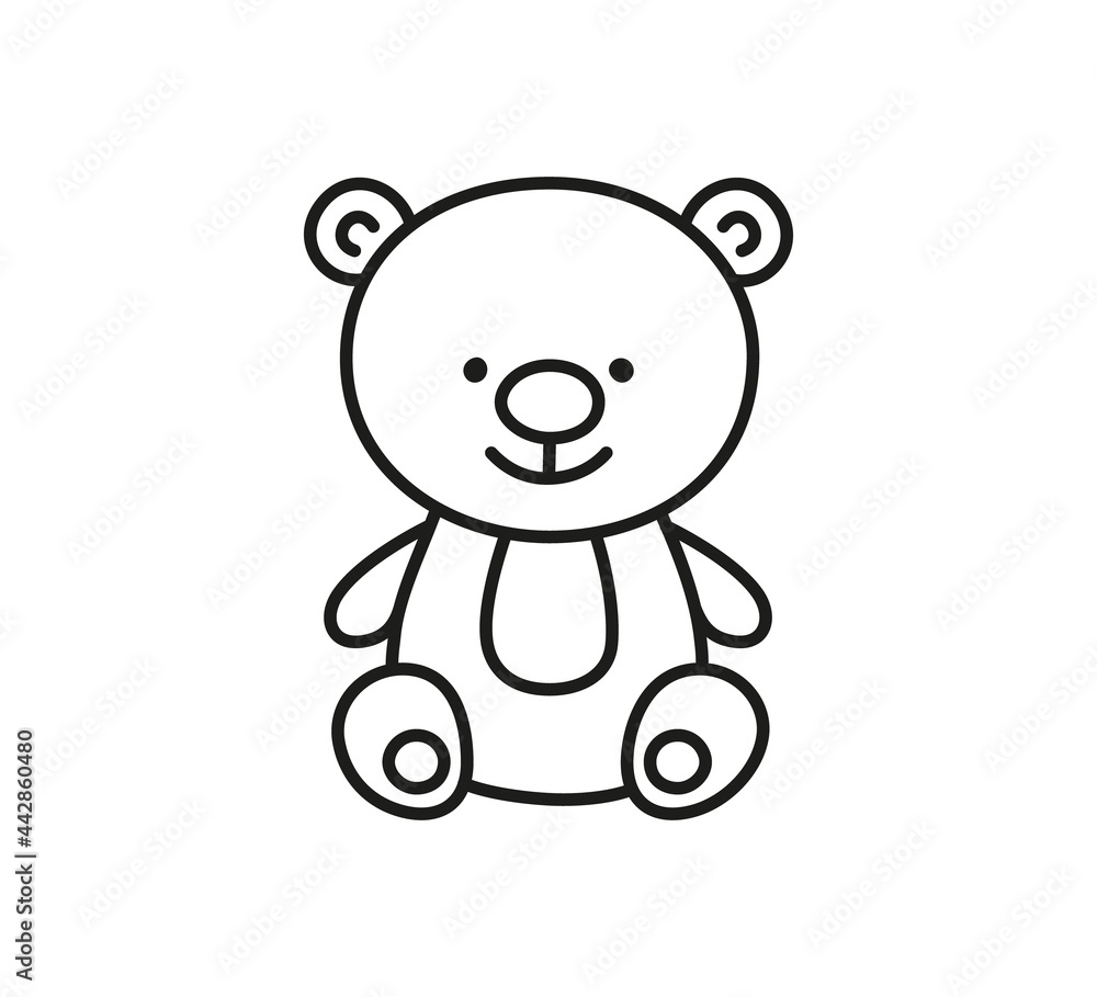 Hand drawn teddy bear. Toy bear in doodle style. Children doodle drawing. Isolated vector illustration on white background. Hand drawn teddy bear. Toy bear in doodle style. Children doodle drawing. Isolated vector illustration on white background.