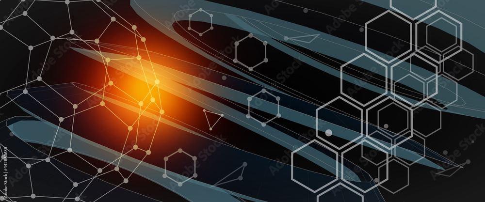 Obraz premium Lines with dots connected style technology background