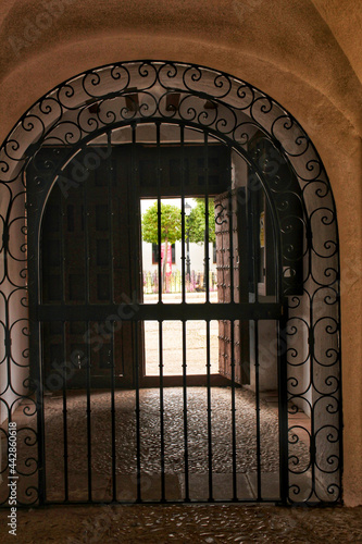 Lattice of entrance to patio of typical house of Castile-la Mancha