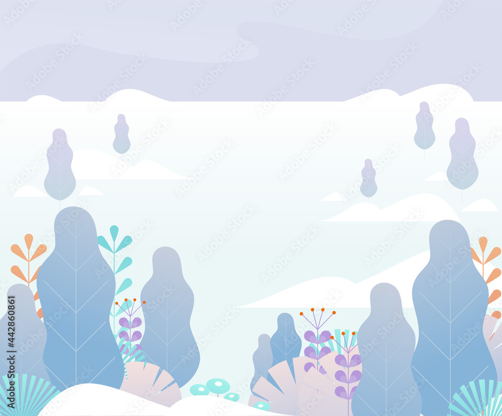 Soft trees and a fantasy atmosphere. vector design illustrations. Soft trees and a fantasy atmosphere. vector design illustrations.