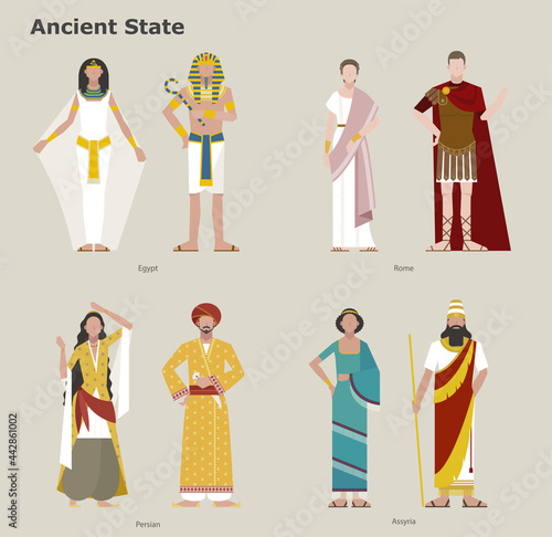 A collection of traditional costumes by country. ancient country. vector design illustrations.