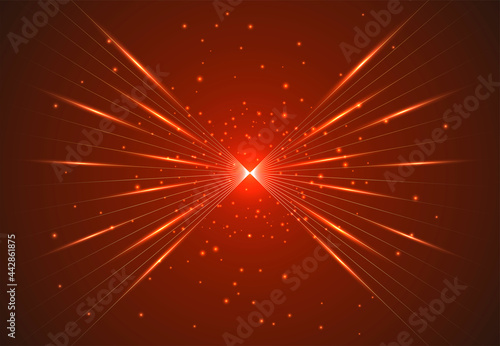 Luxurious abstract design. Gold lines and glowing highlights on a red background.