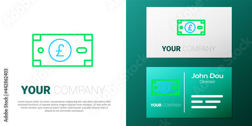 Line Pound sterling money icon isolated on white background. Pound GBP currency symbol. Colorful outline concept. Vector