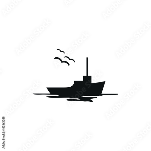 Fotografia Black Barge logo design image for Sea transportation and barge boat logo vector