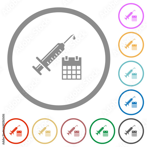 Vaccination appointment flat icons with outlines