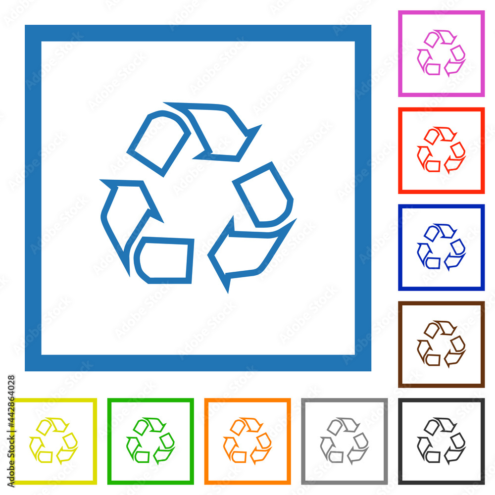 Obraz premium Recycling outline flat framed icons