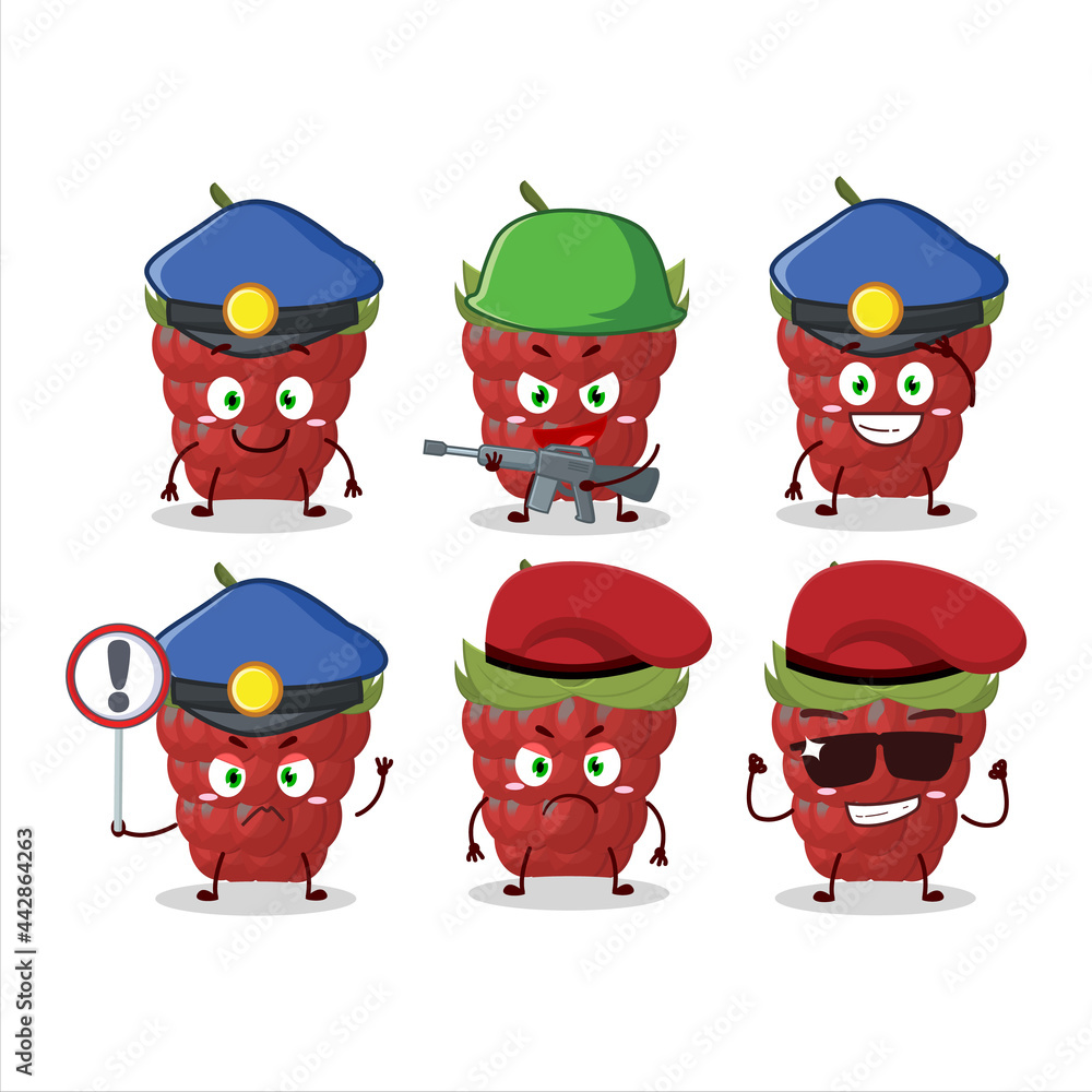A dedicated Police officer of raspberry mascot design style A dedicated Police officer of raspberry mascot design style