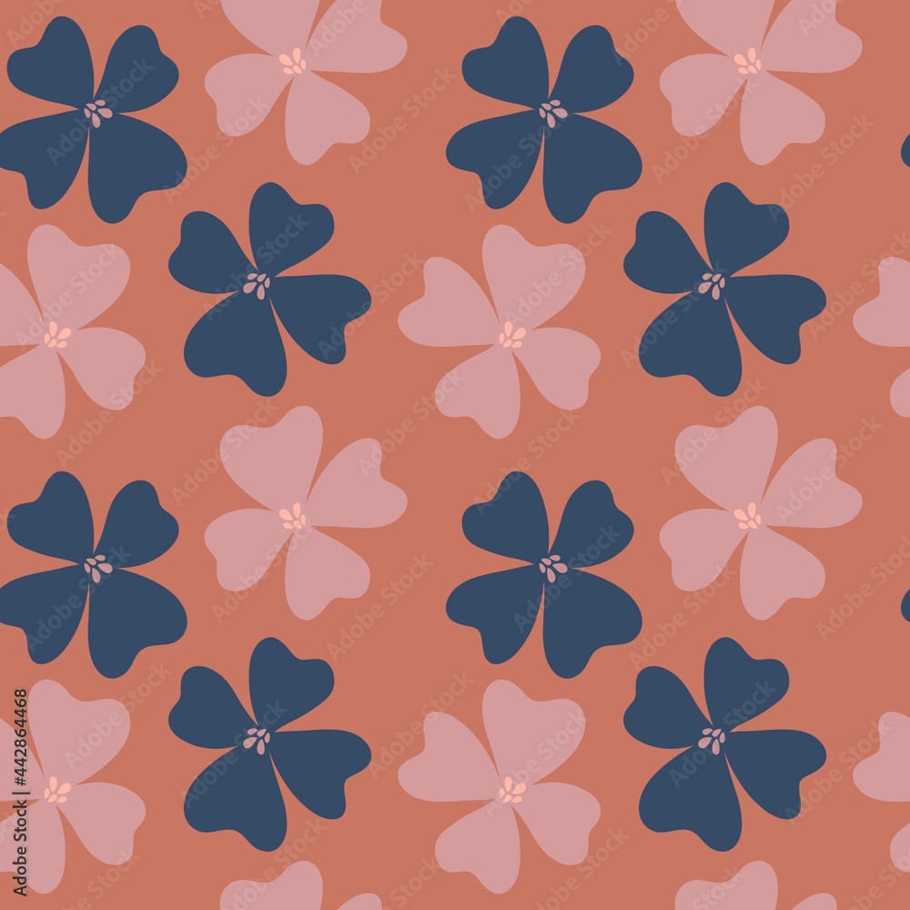 Seamless pattern of flowers on an orange background Seamless pattern of flowers on an orange background