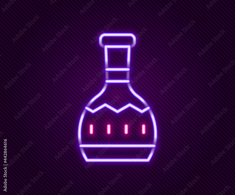 Glowing neon line Tequila bottle icon isolated on black background. Mexican alcohol drink. Colorful outline concept. Vector Glowing neon line Tequila bottle icon isolated on black background. Mexican alcohol drink. Colorful outline concept. Vector