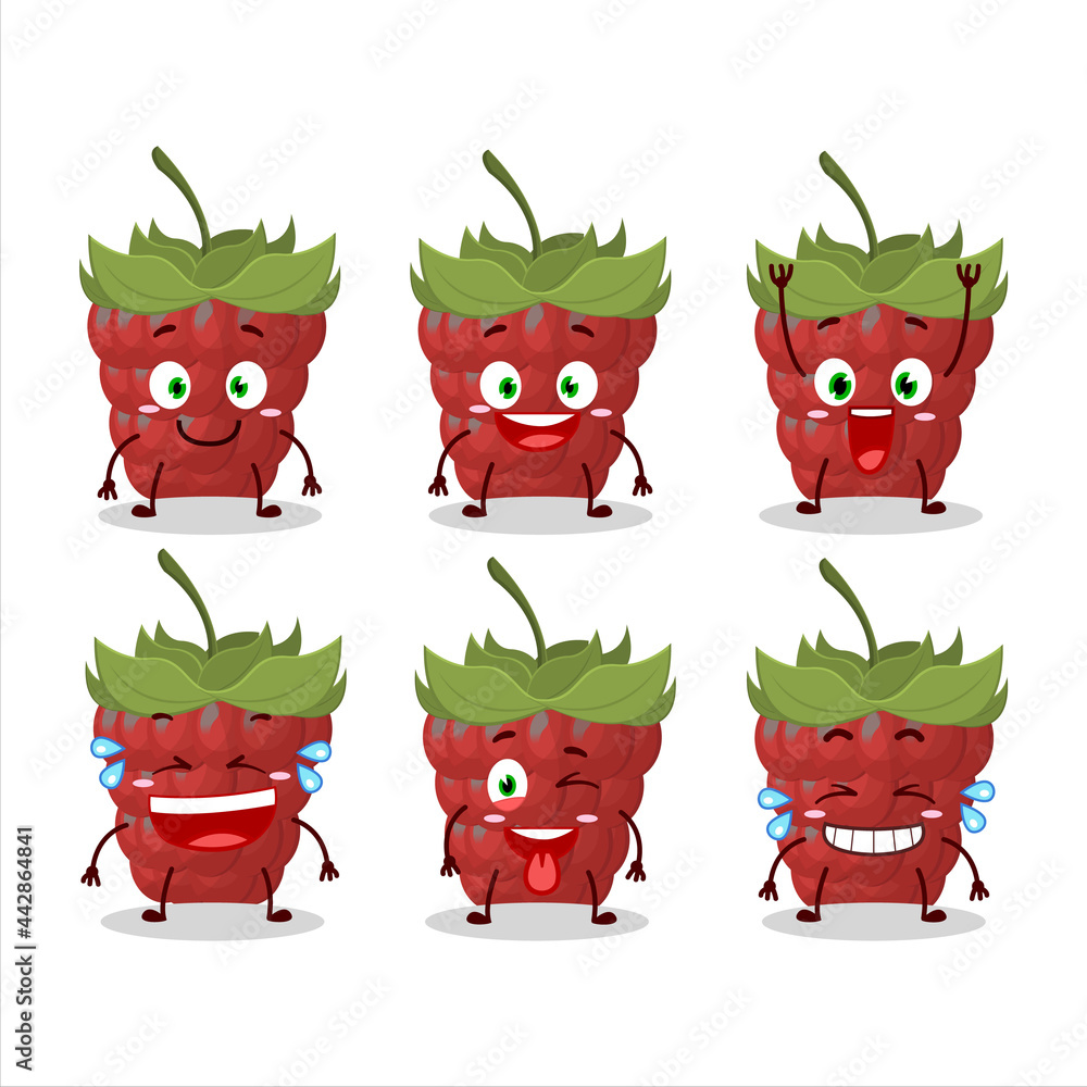 Cartoon character of raspberry with smile expression Cartoon character of raspberry with smile expression