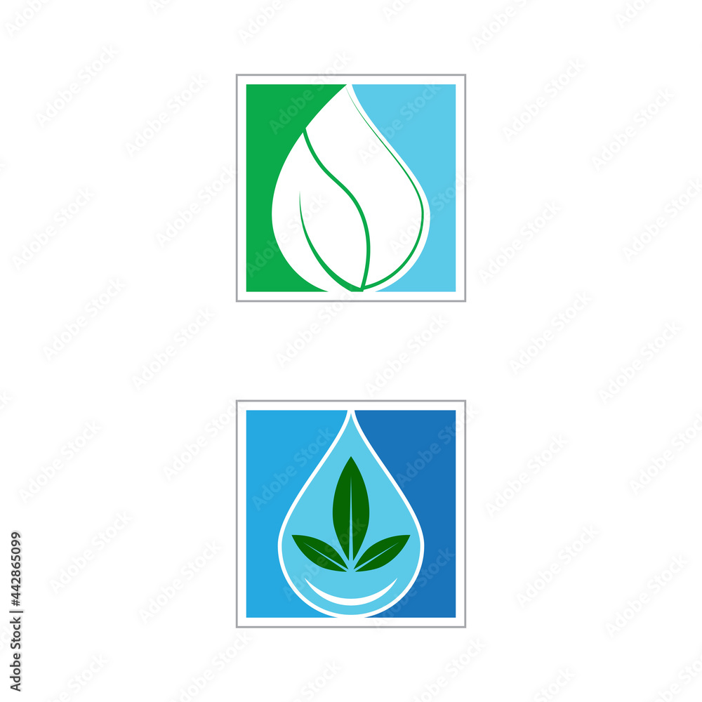 Water drop / droplet with leaf for natural fresh healthy eco logo design vector Water drop / droplet with leaf for natural fresh healthy eco logo design vector
