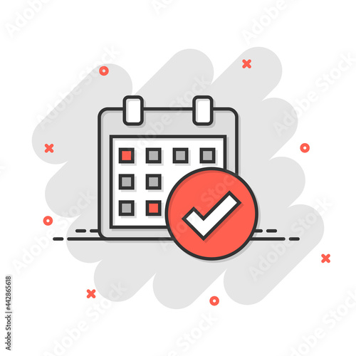 Calendar icon in flat style. Agenda vector illustration on white isolated background. Schedule planner business concept.