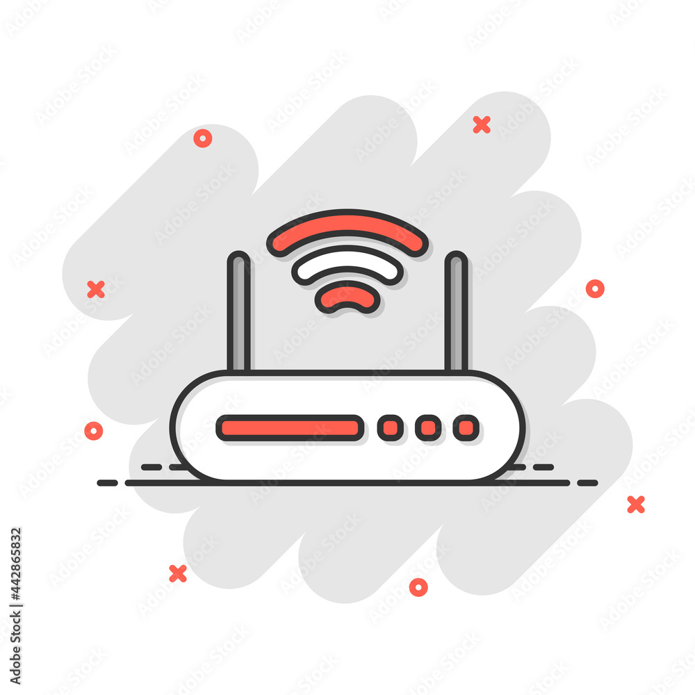 Wifi router icon in flat style. Broadband vector illustration on white isolated background. Internet connection business concept. Wifi router icon in flat style. Broadband vector illustration on white isolated background. Internet connection business concept.