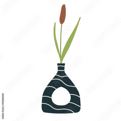 Beautiful blooming composition with leaves and stem isolated on white. Flowering plants and herbs.