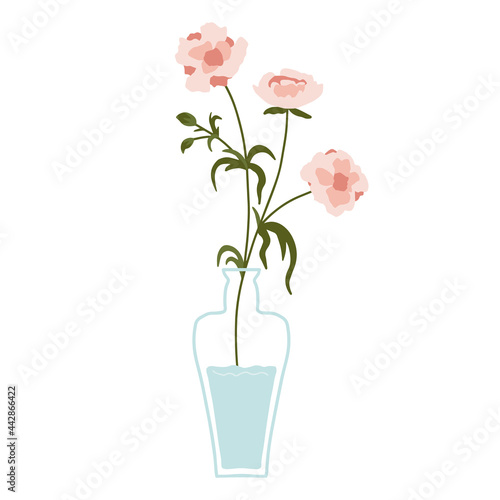 Beautiful blooming composition with leaves and stem isolated on white. Flowering plants and herbs.