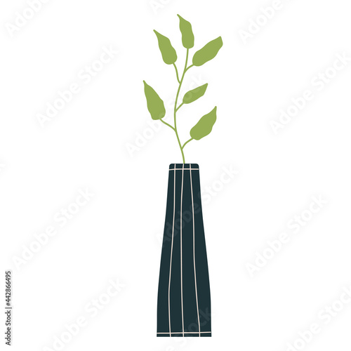 Beautiful blooming composition with leaves and stem isolated on white. Flowering plants and herbs.