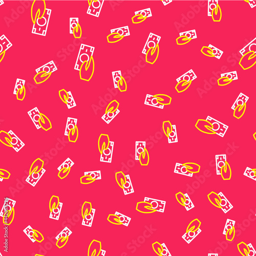 Line Fast payments icon isolated seamless pattern on red background. Fast money transfer payment. Financial services, fast loan, time is money, cash back concept. Vector