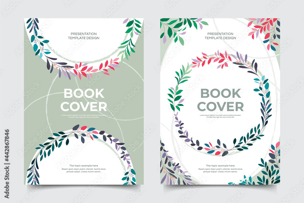 Set of abstract leaves vector modern background. Colorful minimal trendy style organic shapes. Brochure, cover template, invitation card template