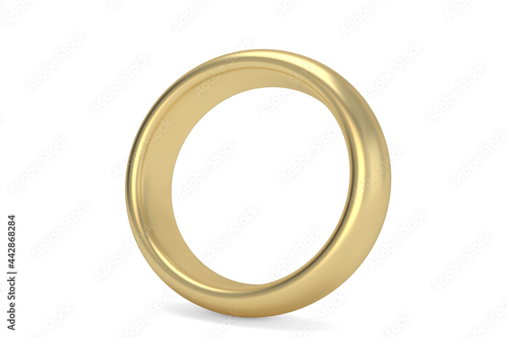 One gold ring on white background.3D illustration. One gold ring on white background.3D illustration.