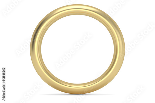 One gold ring on white background.3D illustration.