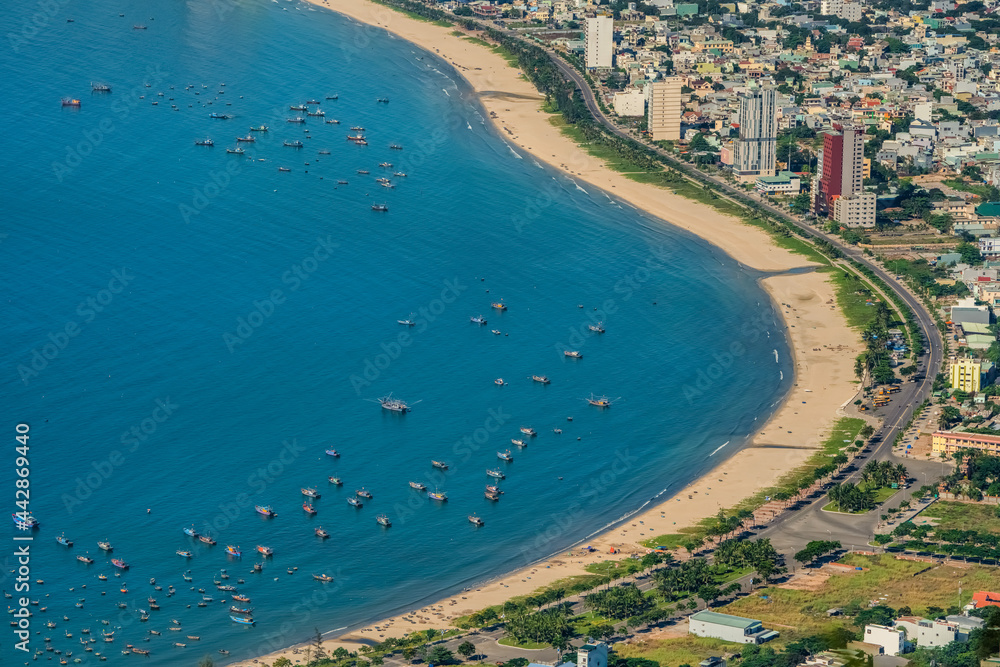 Aerial view of Da Nang city, Vietnam. Cityscape view at Son Tra peninsula Aerial view of Da Nang city, Vietnam. Cityscape view at Son Tra peninsula