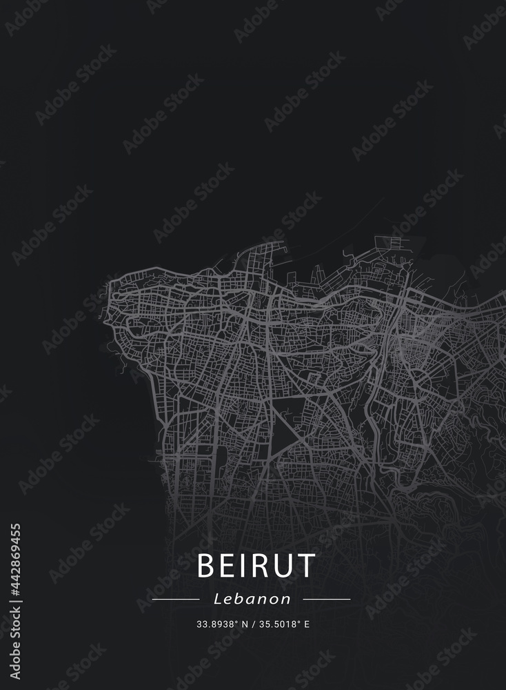 Naklejka premium Map of Beirut, Lebanon
