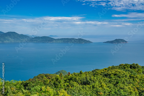 Da Nang bay and Son Tra island view from Son Tra peninsula, Da Nang Vietnam