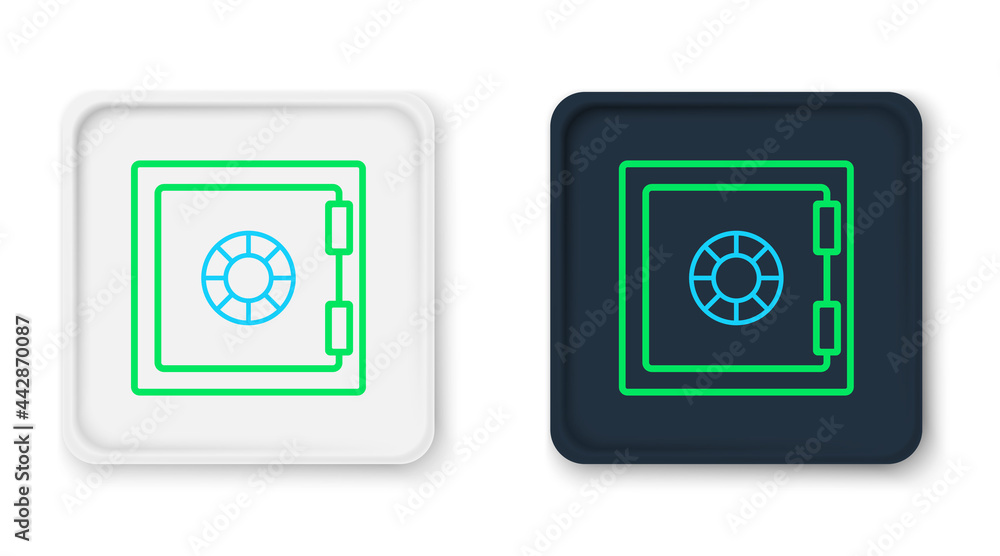 Line Safe icon isolated on white background. The door safe a bank vault with a combination lock. Reliable Data Protection. Colorful outline concept. Vector Line Safe icon isolated on white background. The door safe a bank vault with a combination lock. Reliable Data Protection. Colorful outline concept. Vector