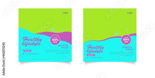 Health and Lifestyle Instagram posts time for social media post template