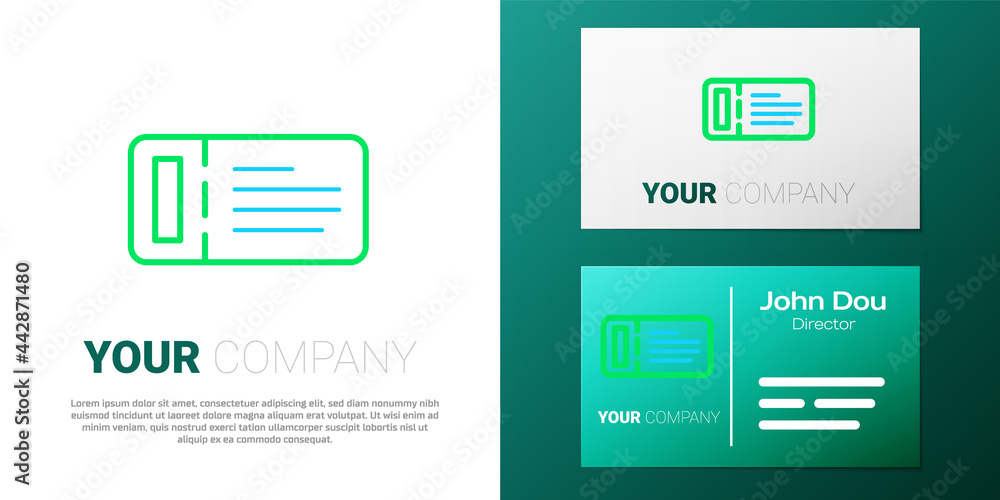 Line Cruise ticket for traveling by ship icon isolated on white background. Travel by Cruise liner. Cruises to Paradise. Colorful outline concept. Vector Line Cruise ticket for traveling by ship icon isolated on white background. Travel by Cruise liner. Cruises to Paradise. Colorful outline concept. Vector