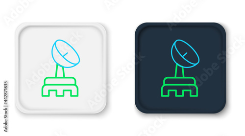 Line Radar icon isolated on white background. Search system. Satellite sign. Colorful outline concept. Vector