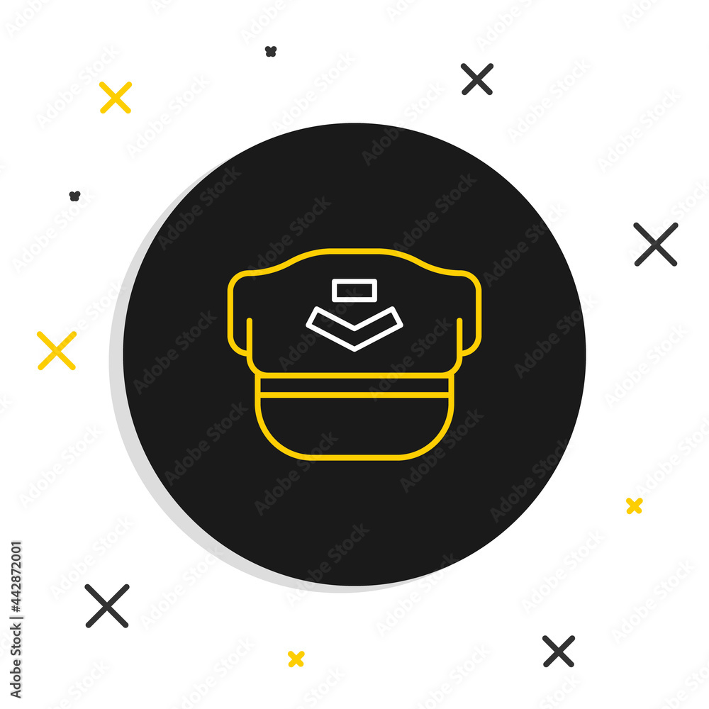 Obraz premium Line Pilot hat icon isolated on white background. Colorful outline concept. Vector