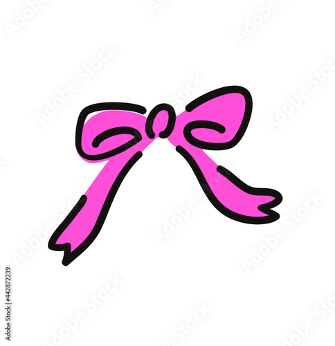 カラフルな手書きかわいいリボンのイラスト