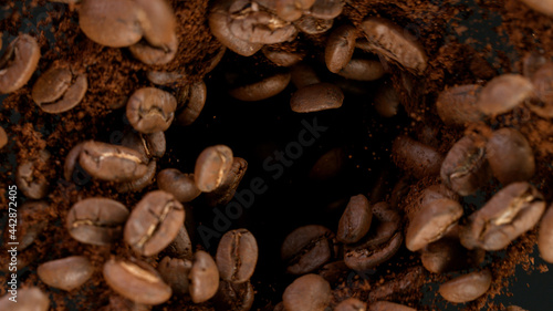 Rotating Coffee Beans in co...