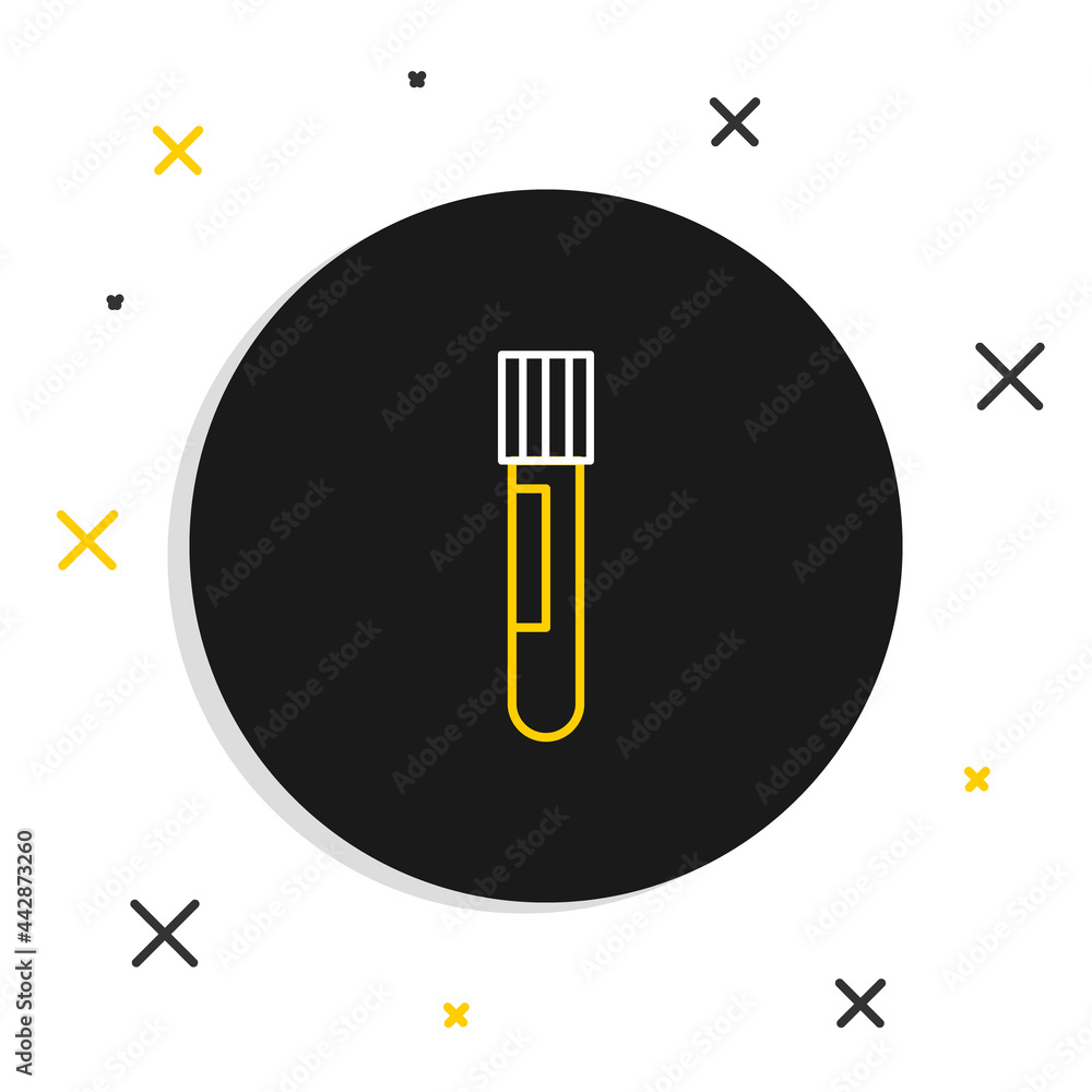 Line Test tube and flask chemical laboratory test icon isolated on white background. Laboratory glassware sign. Colorful outline concept. Vector Line Test tube and flask chemical laboratory test icon isolated on white background. Laboratory glassware sign. Colorful outline concept. Vector