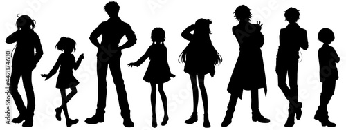 Full body silhouette illustration of cartoon-style character
