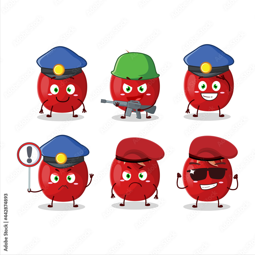 A dedicated Police officer of pomegranate mascot design style A dedicated Police officer of pomegranate mascot design style