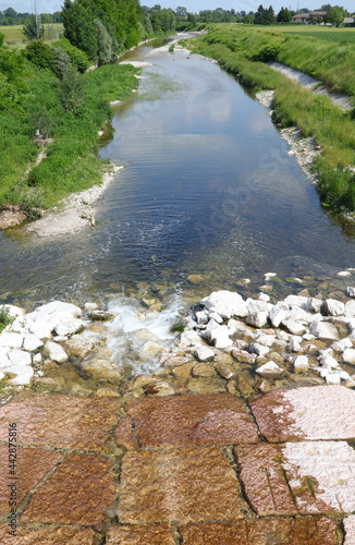 riverbed of the Timonchio river near the city of Vicenza in northern Italy photo