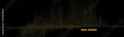 Vector abstract Big Data golden particle wave. Futuristic illustration.