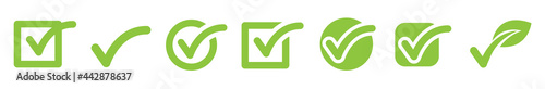 Green check mark icon vector. Green tick symbol in square and circle background. vector illustration.