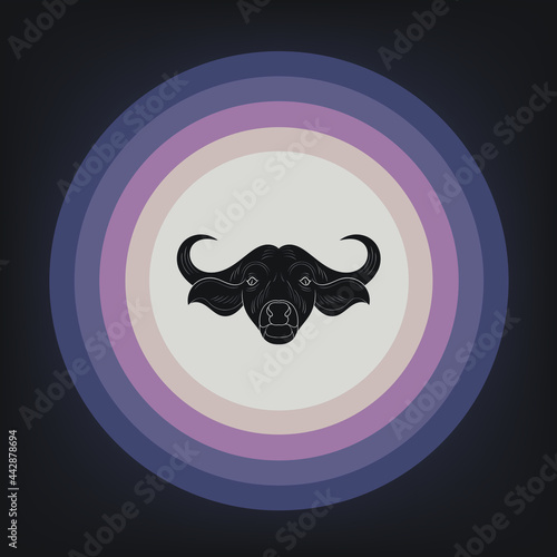 buffalo  head silhouette with circle background