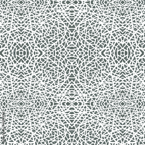 Black and white seamless vector pattern. Monochrome ornament for cover decoration. Geometric lace texture. 